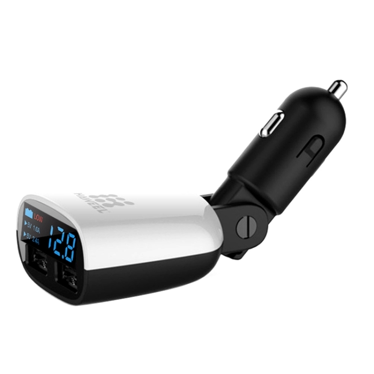[US Stock] HAWEEL 3.4A Dual USB Ports LED Display Car Charger for Smartphone / Tablet PC(Black)