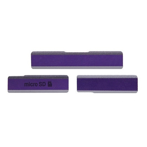 SIM Card Cap + USB Data Charging Port Cover + Micro SD Card Cap Dustproof Block Set for Sony Xperia Z1 / L39h / C6903(Purple) - 1