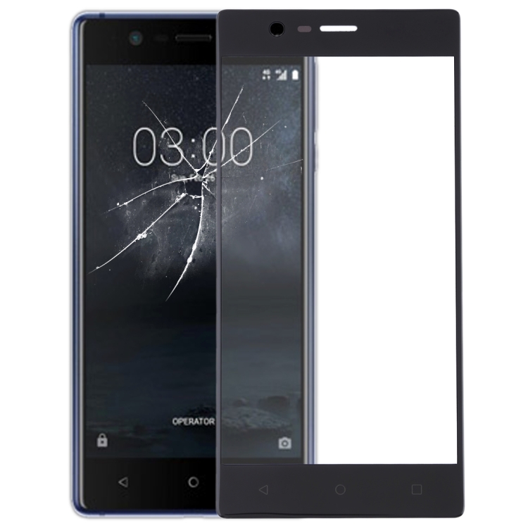 Front Screen Outer Glass Lens for Nokia 3(Black) - 1