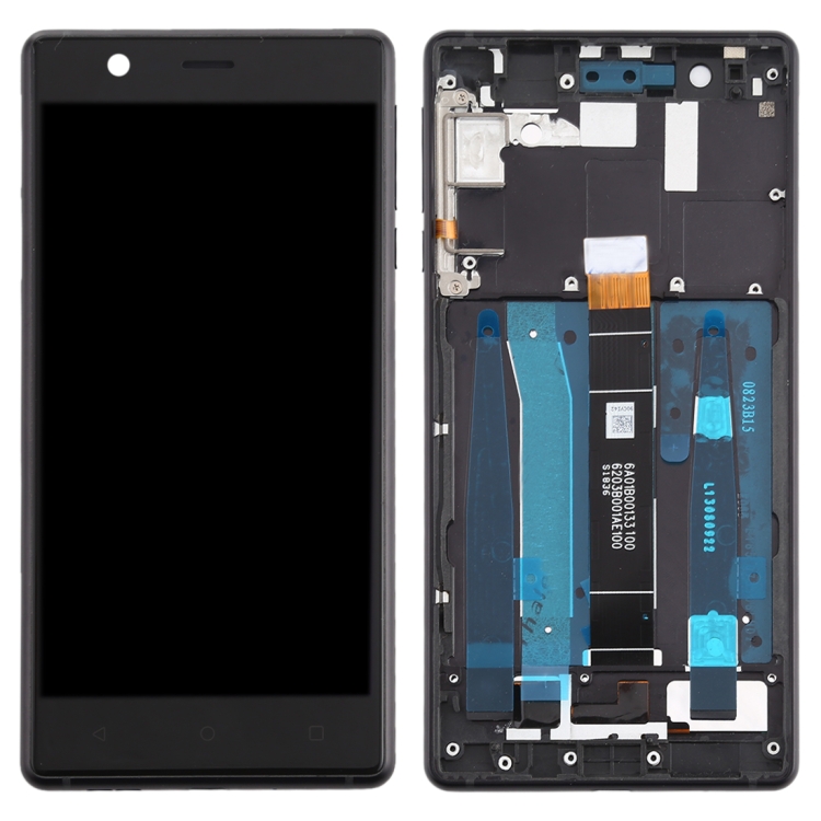 TFT LCD Screen for Nokia 3 TA-1032 Digitizer Full Assembly with Frame & Side Keys (Black) - 2