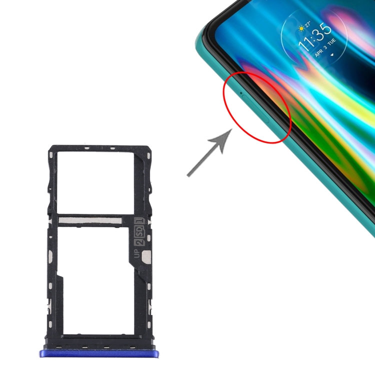SIM Card Tray + SIM Card Tray / Micro SD Card Tray for Motorola Moto G9 Play/Moto G9 (India) (Blue) - 3