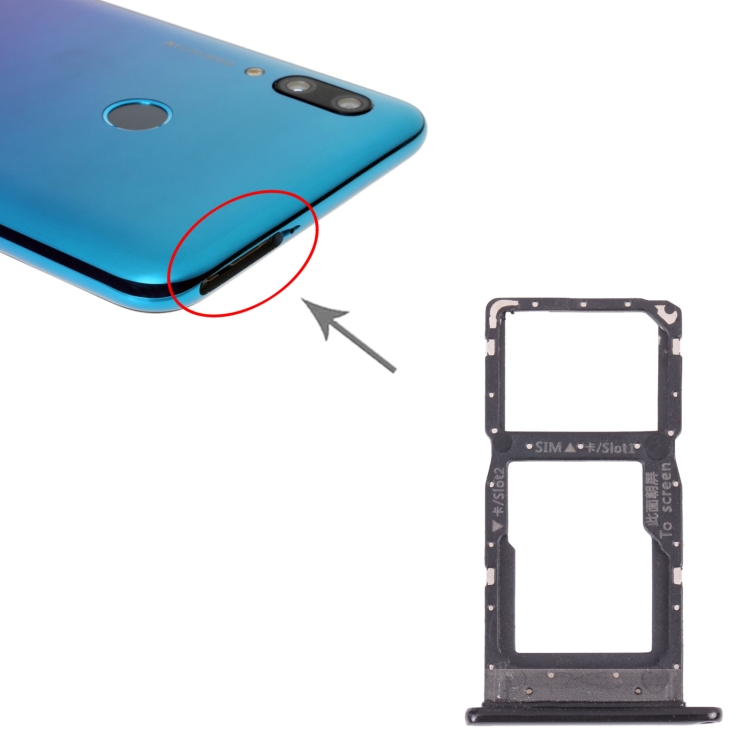 SIM Card Tray + SIM Card Tray / Micro SD Card Tray for Huawei P Smart (2019) (Black) - 3