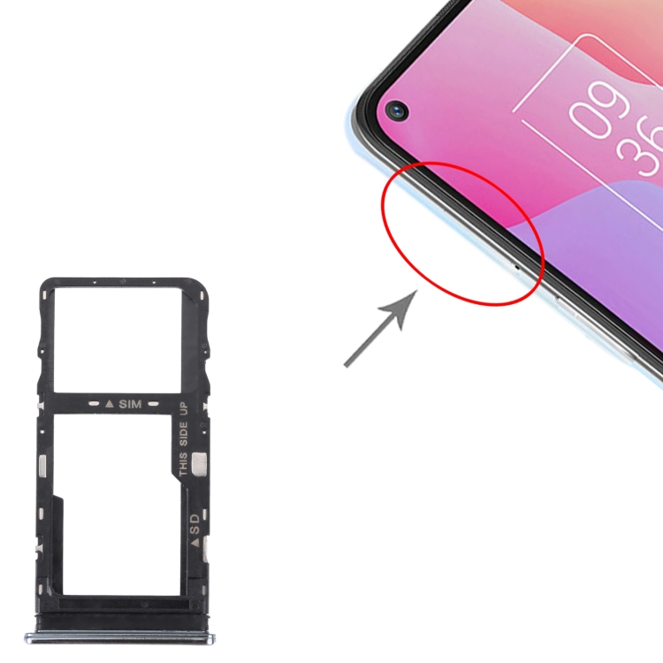 Original SIM Card Tray + Micro SD Card Tray for TCL 10L/10 Lite T770H T770B(Silver) - 3
