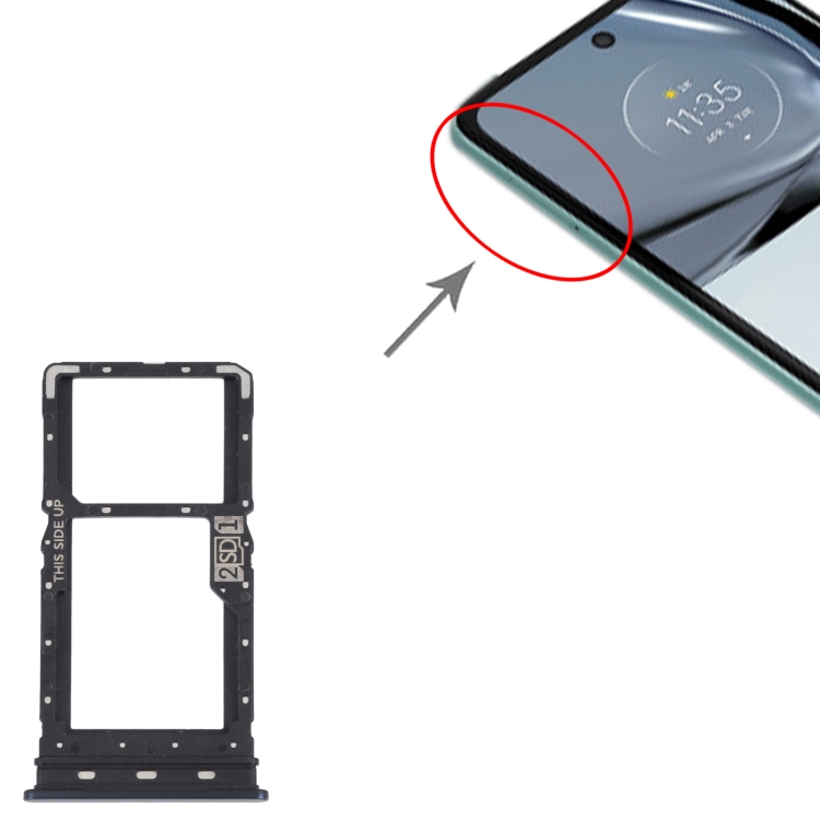 For Motorola Moto G62 5G / Moto G62 India SIM Card Tray + SIM / Micro SD Card Tray(Black) - 3