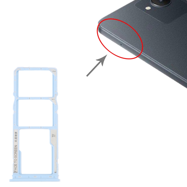 For Xiaomi Redmi A1 2022 / Redmi A1+ SIM Card Tray + SIM Card Tray + Micro SD Card Tray (Blue) - 3
