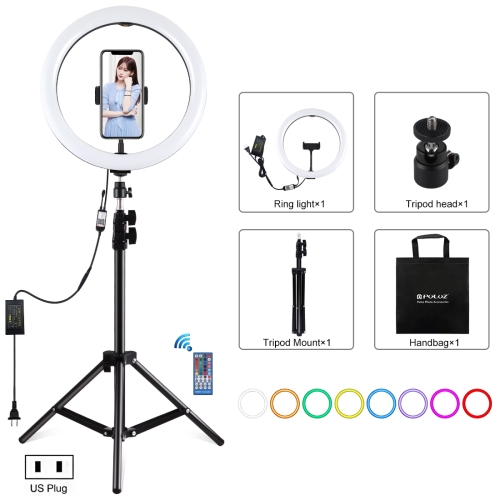 PULUZ inch 30cm RGB Light Tripod Mount Dimmable LED Ring Vlogging  Selfie Photography Video Lights Live Broadcast Kits with Cold Shoe Tripod 