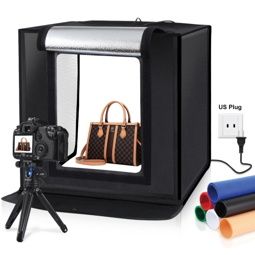 Light Box Photography, Photo Studio Light Box 12''x12'' Professional  Shooting Tent Kit with 120 LED Lights & 6 Color Backdrops &1 Diffuser Cloth  