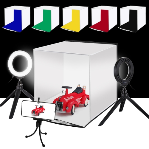 PULUZ 30cm Folding Portable Ring Light Photo Lighting Studio Shooting Tent Box Kit with 6 Colors Backdrops Black White Yellow Red Green Blue