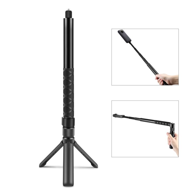 For Insta360 X3 X4 X5 DJI Osmo 360 PULUZ Rotary Handle Desktop Tripod  Stand 110cm Selfie Stick Monopod (Black)