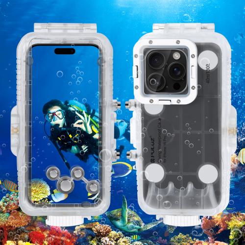 For iPhone 16 Pro PULUZ 40m/130ft Waterproof Diving Case Photo Video Taking  Underwater Housing Cover (Transparent)