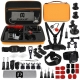 PULUZ 45 in 1 Accessories Ultimate Combo Kits with Orange EVA Case (Chest Strap + Suction Cup Mount + 3-Way Pivot Arms + J-Hook Buckle + Wrist Strap + Helmet Strap + Surface Mounts + Tripod Adapter + Storage Bag + Handlebar Mount + Wrench) for GoPro HERO10 Black / HERO9 Black / HERO8 Black / HERO7 /6 /5 /5 Session /4 Session /4 /3+ /3 /2 /1, DJI Osmo Action and Other Action Cameras