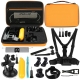 PULUZ 20 in 1 Accessories Combo Kits with Orange EVA Case (Chest Strap + Head Strap + Suction Cup Mount + 3-Way Pivot Arm + J-Hook Buckles + Extendable Monopod + Tripod Adapter + Bobber Hand Grip + Storage Bag + Wrench) for GoPro Hero11 Black / HERO10 Black / GoPro HERO9 Black / HERO8 Black / HERO7 /6 /5 /5 Session /4 Session /4 /3+ /3 /2 /1, DJI Osmo Action and Other Action Cameras