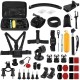 PULUZ 50 in 1 Accessories Total Ultimate Combo Kits with EVA Case (Chest Strap + Suction Cup Mount + 3-Way Pivot Arms + J-Hook Buckle + Wrist Strap + Helmet Strap + Extendable Monopod + Surface Mounts + Tripod Adapters + Storage Bag + Handlebar Mount) for GoPro Hero11 Black / HERO10 Black / GoPro HERO9 Black / HERO8 Black / HERO7 /6 /5 /5 Session /4 Session /4 /3+ /3 /2 /1, DJI Osmo Action and Other Action Cameras