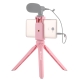 PULUZ Pocket Mini Plastic Tripod Mount with Phone Clamp for Smartphones (Pink)